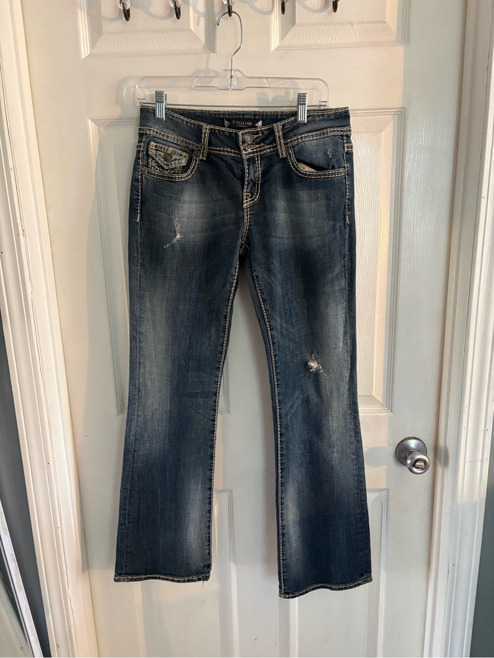 Vigoss Women’s Distressed Bootcut Heritage Fit Sz 5 Embellished Rhinestones Y2K